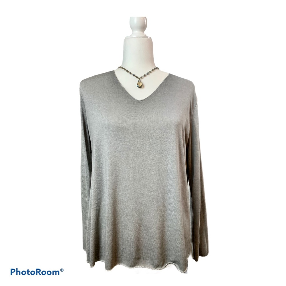Grey Ombre Italian Knit Sweater with Silver Detail